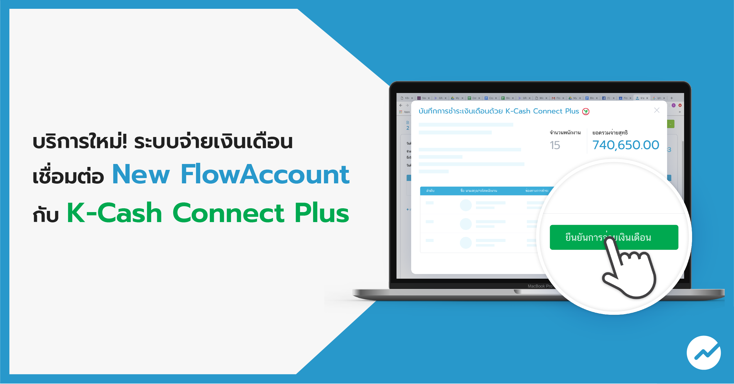 ระบบจ่ายเงินเดือน เชื่อมต่อ Flowaccount กับ K-Cash Connect Plus