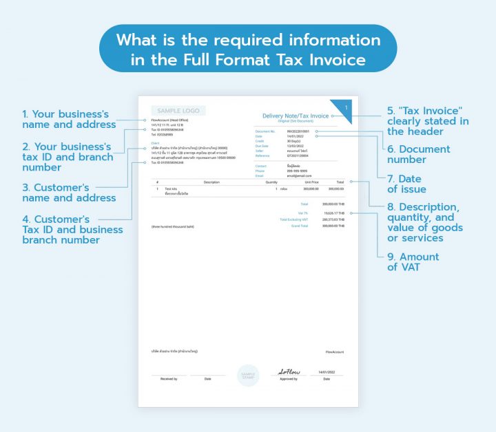 Full Format Tax Invoice Thailand