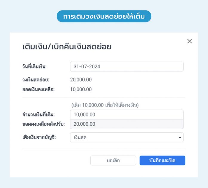 การเติมวงเงินสดย่อยให้เต็ม